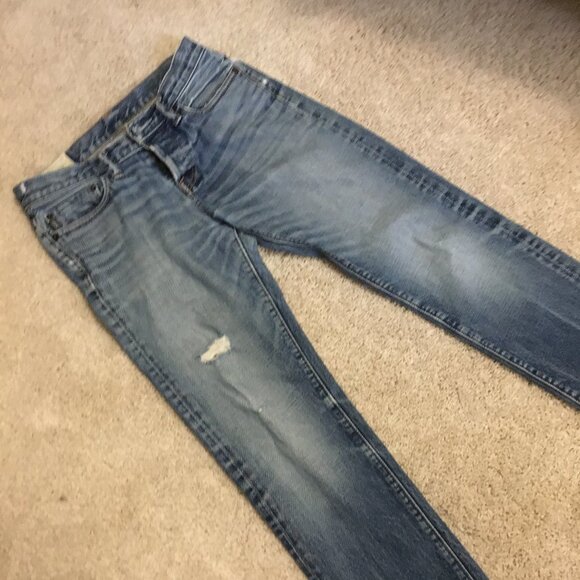 Abercrombie & Fitch Slim & Straight Blue Distressed Denim Jeans - Picture 11 of 16